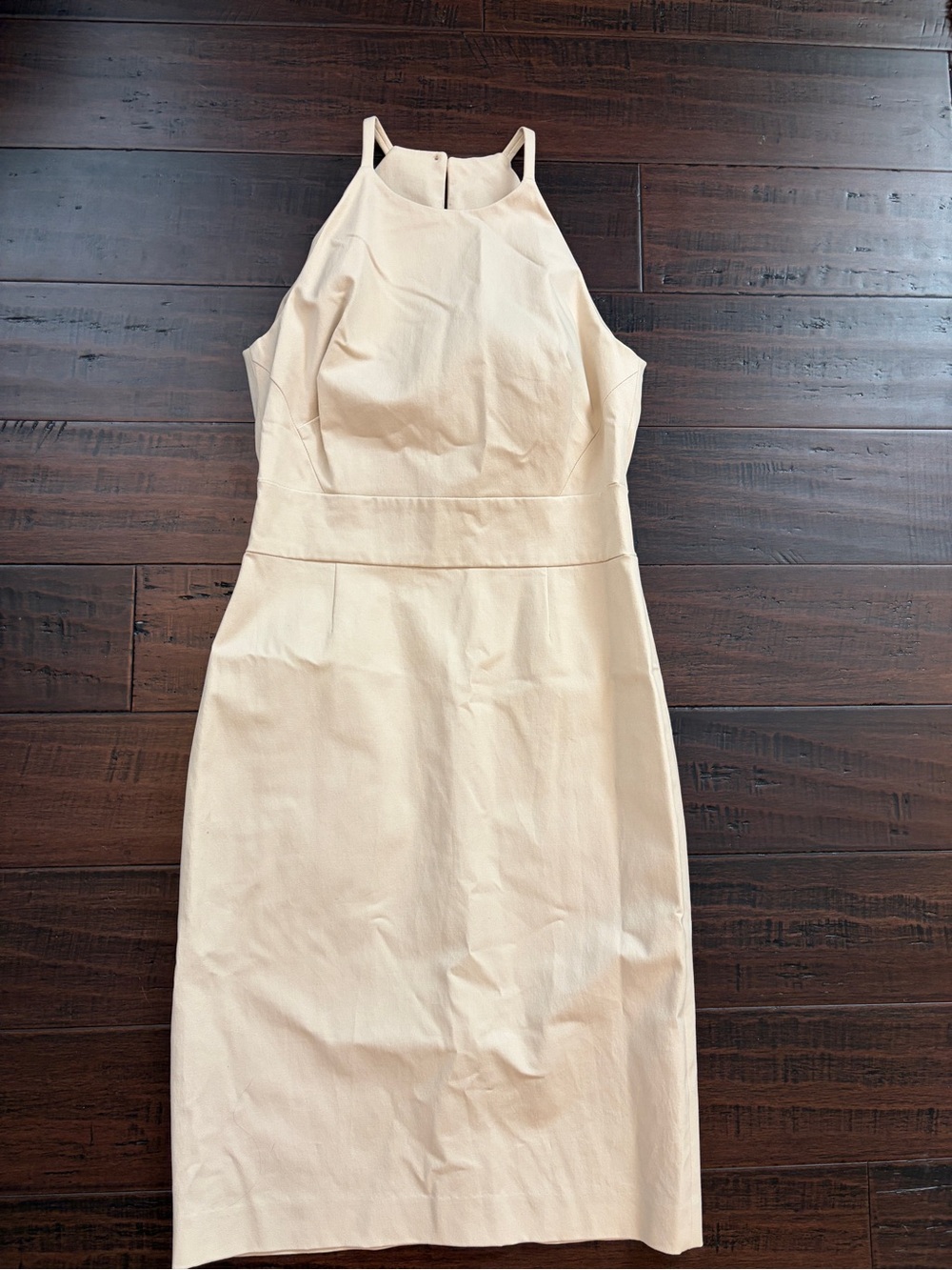 Banana Republic Classic minimalist neutral Cream Halter Sheath Dress office work - Picture 4 of 7